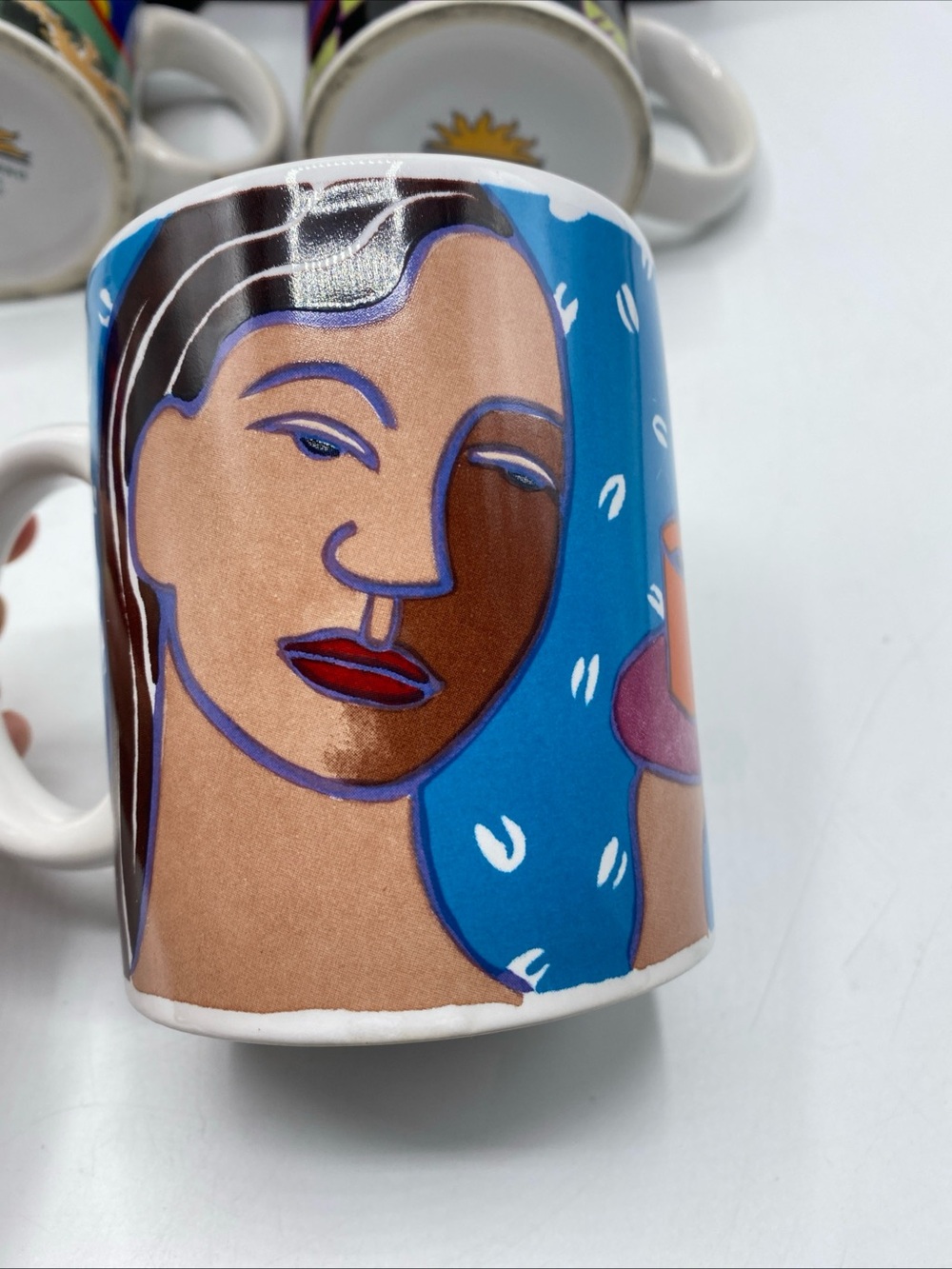 Buon Giorno Abstract Artsy Coffee Ceramic Cup Mugs vintage Mya Kramer Earthy - Picture 3 of 10